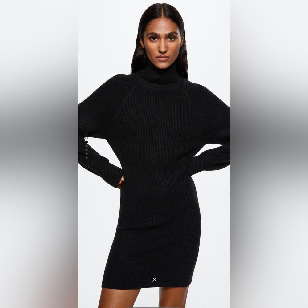 Mango Ribbed Turtleneck Dress